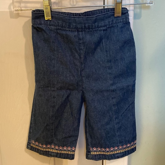 VINTAGE elastic waistband embroidered hem jeans - Picture 2 of 7